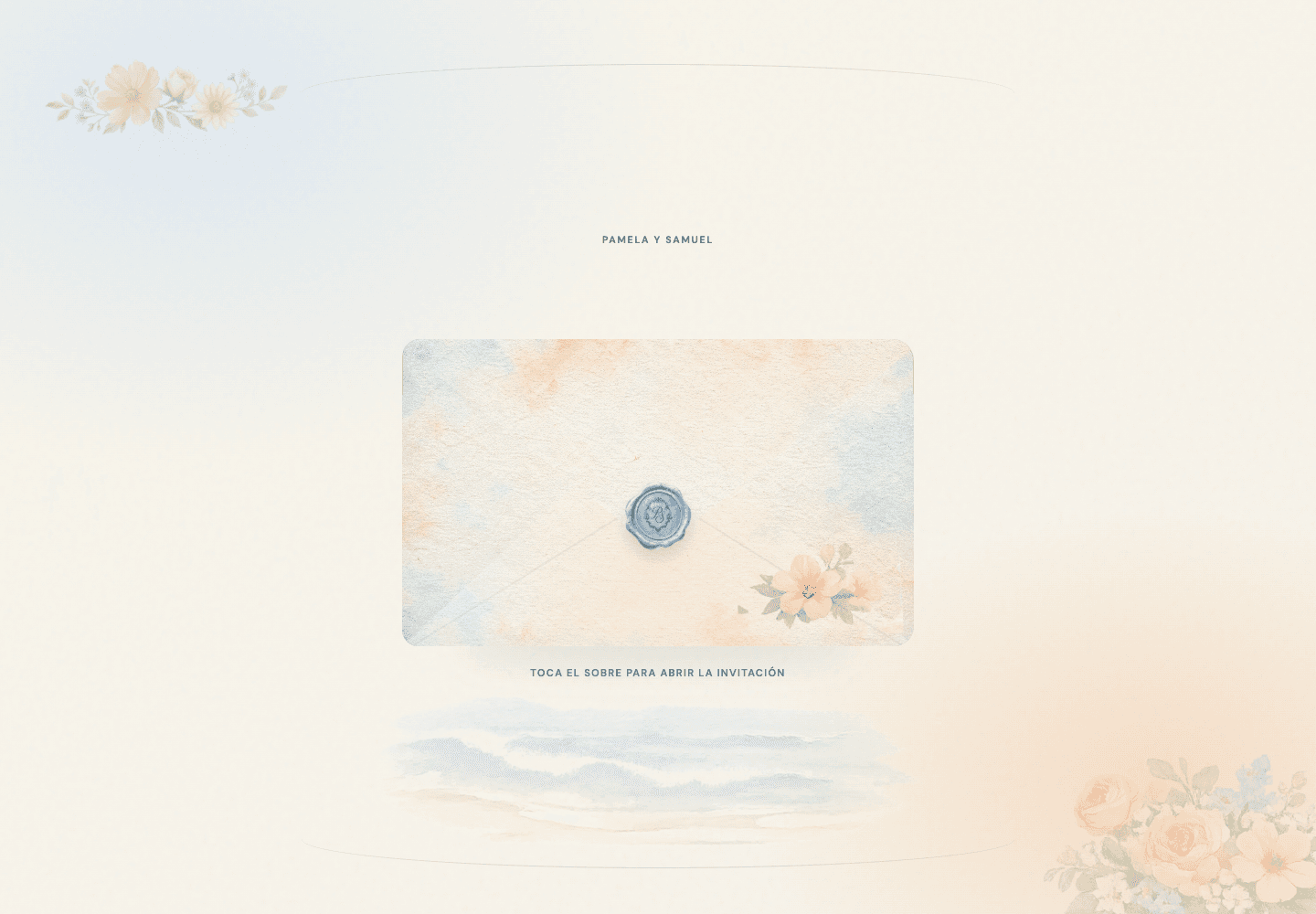 Watercolor envelope with the Pame y Sam monogram